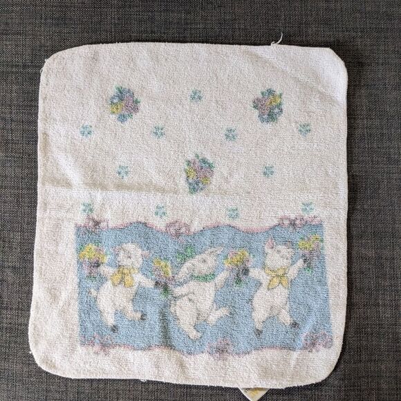 Vintage Imperial Sheep Bunny Pig Bath Towel Set - Picture 2 of 13